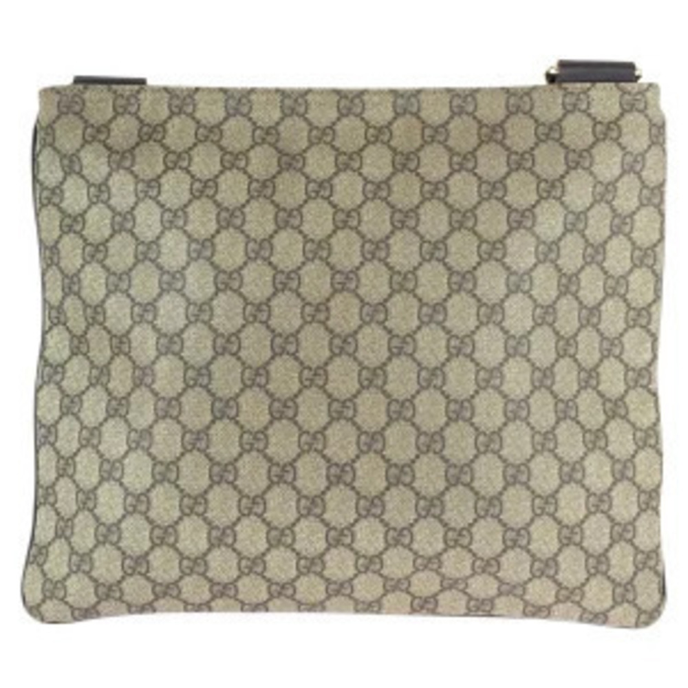 Gucci messenger beige leather GG bag brown Supreme canvas shoulder Tan Brown